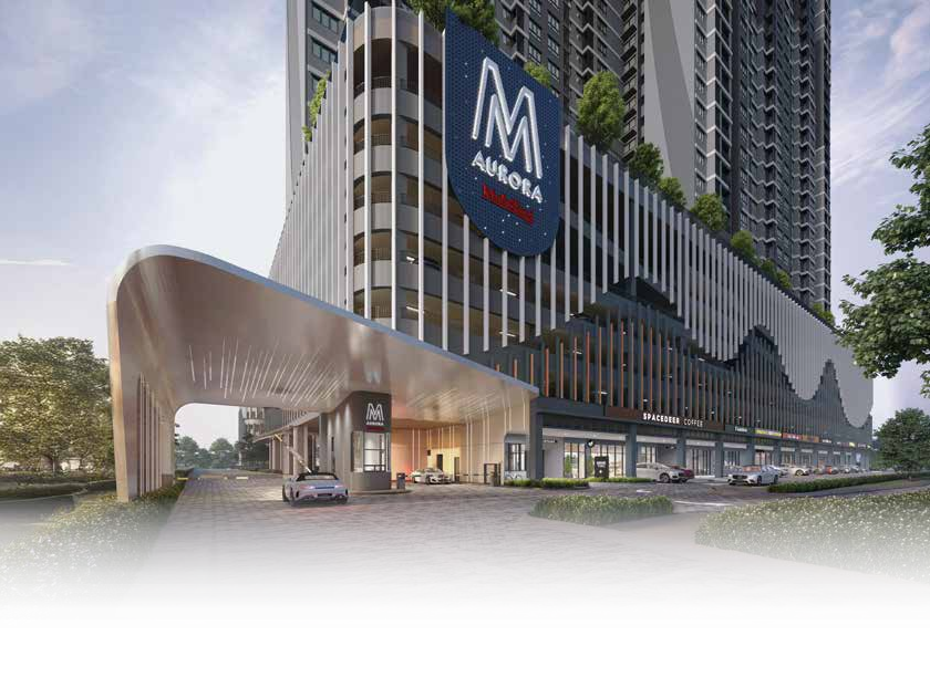 M Aurora — building facade entrance