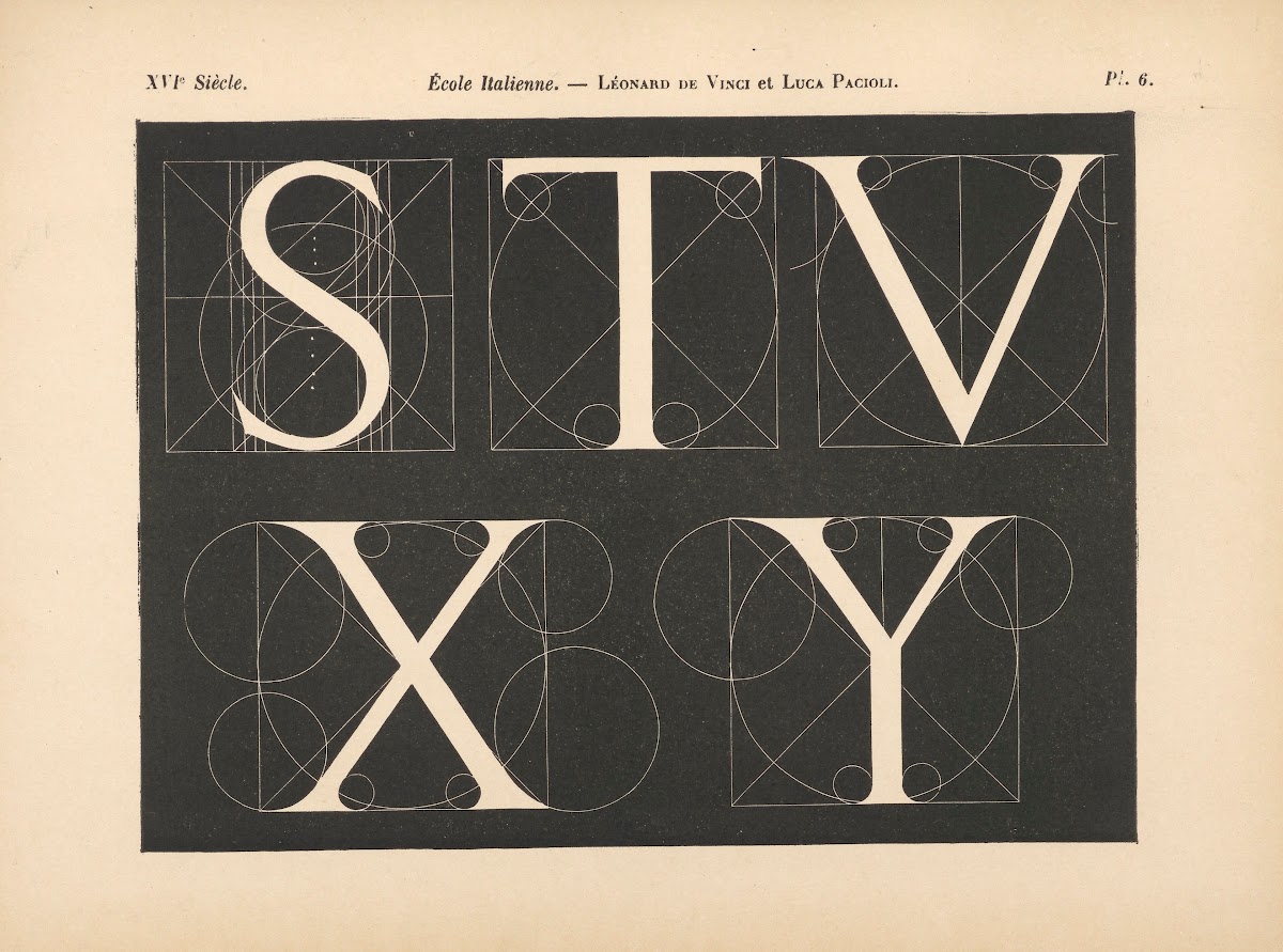 École Italienne  Léonard de Vinci et Luca Pacioli  Alphabet attique avec constru