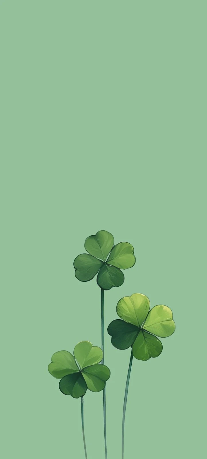 Three Green Clovers Wallpaper - Minimalist Digital Art iPhone Wallpaper (736x1632)