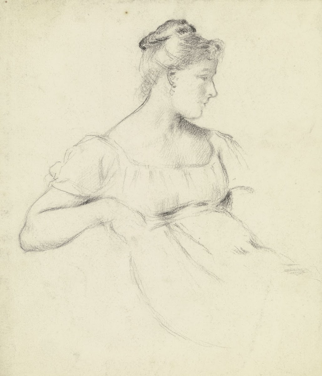Sitzende aus der Vorbereitung zum Kostümball ca 1879 1880