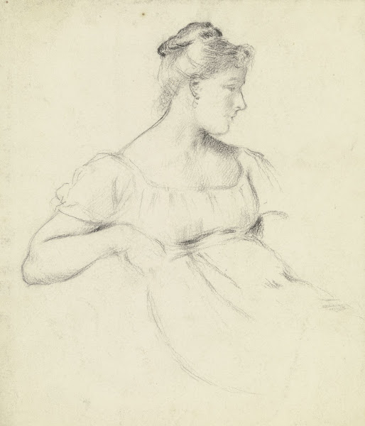 Sitzende aus der Vorbereitung zum Kostümball ca 1879 1880