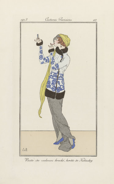 Veste de velours broché bordée de Kobinskey 1913
