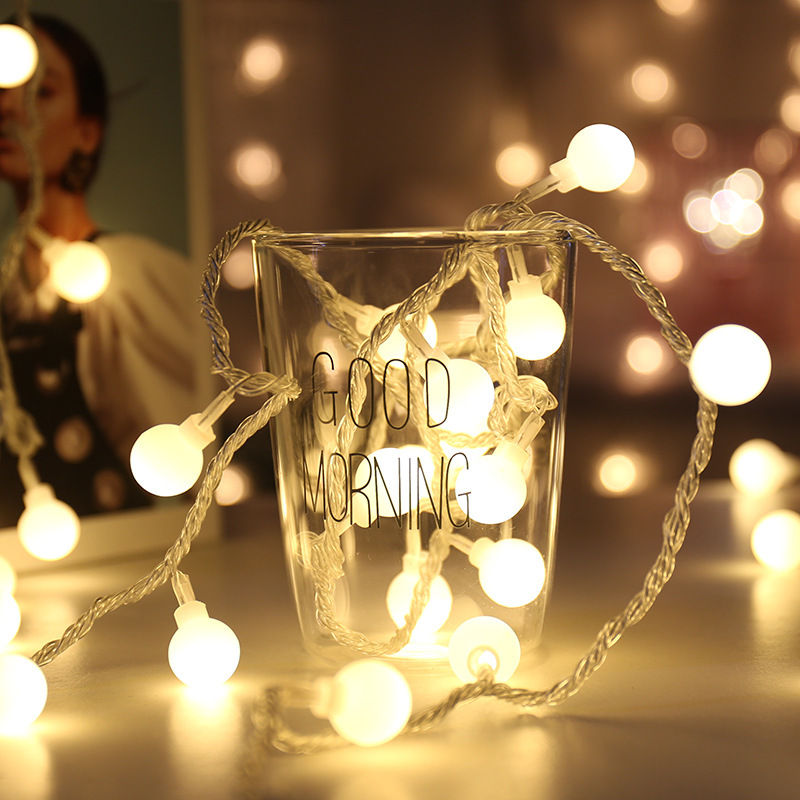 LED string lights with stars and balls for festive decoration