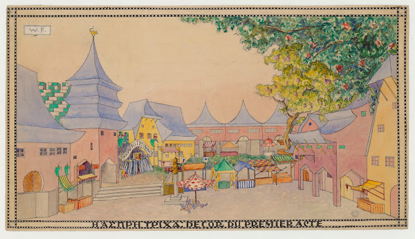 Le Cheveu Blanc  Maquette De DéCor  Acte I Place De Ville Chinoise 1910s