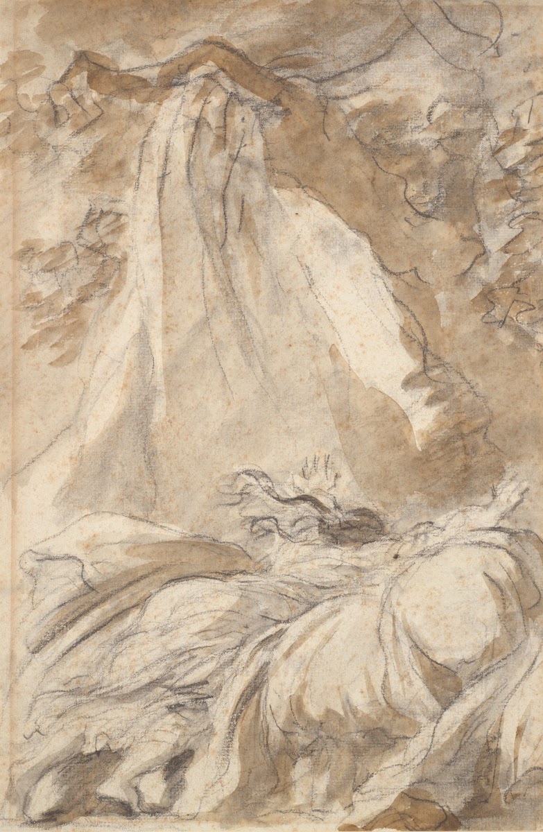 In despair Olympia throws herself on the bed illustration for Canto X verse 27 o