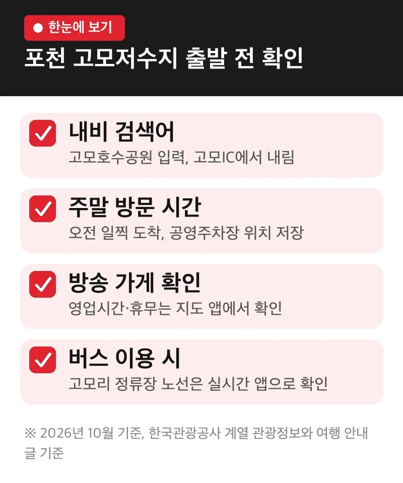 포천 고모저수지 출발 전 확인