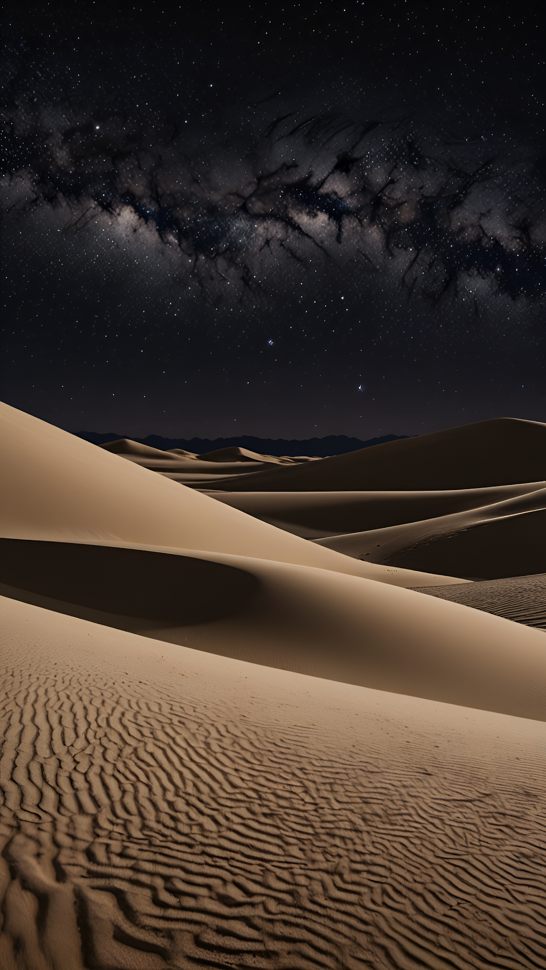 Sublime Desert Dunes Under Milky Way Galaxy Night Sky - Free 4K mobile Wallpaper