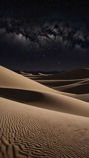 Sublime Desert Dunes Under Milky Way Galaxy Night Sky - Free mobile Wallpaper