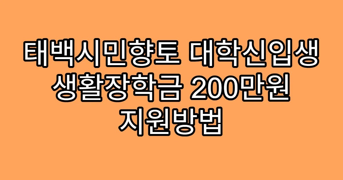 태백시민향토 대학신입생 생활장학금 200만원 지원방법