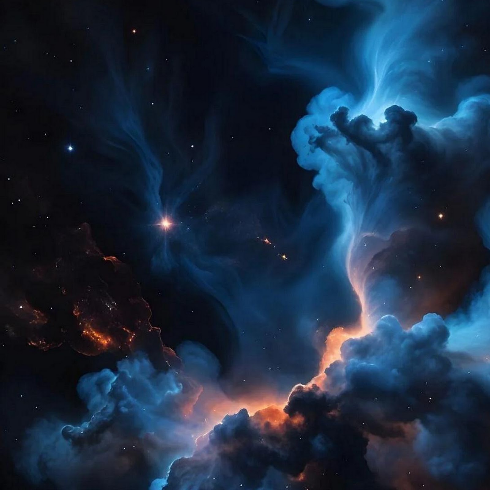 Download Blue And Gold Space Nebula Full HD iPhone