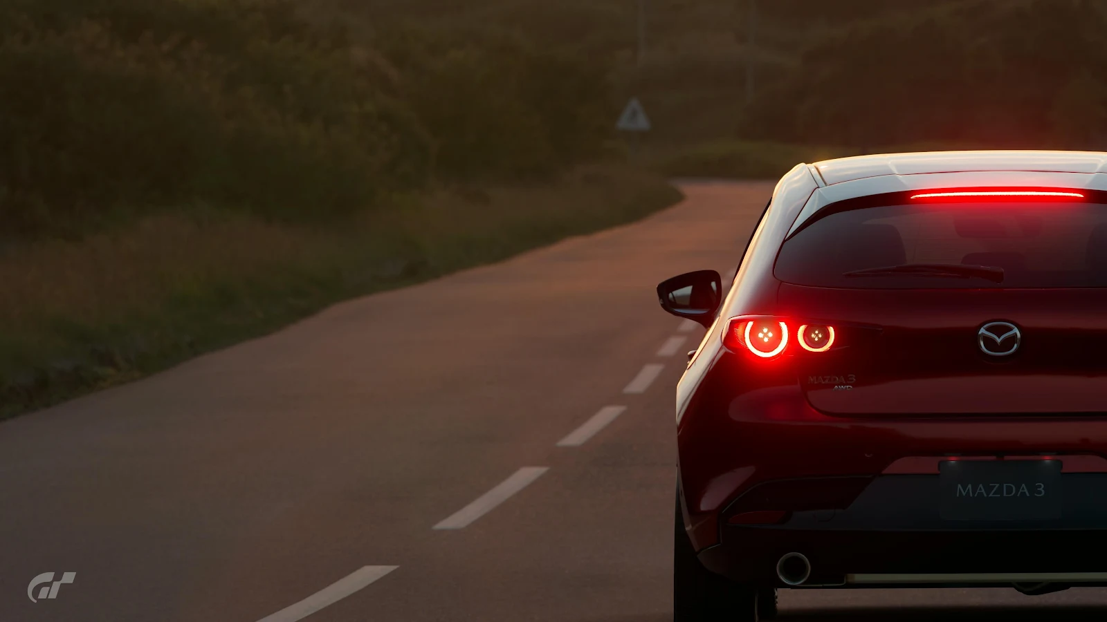 Red Mazda 3 At Sunset - Game Photography 4K Wallpaper (3840x2160)