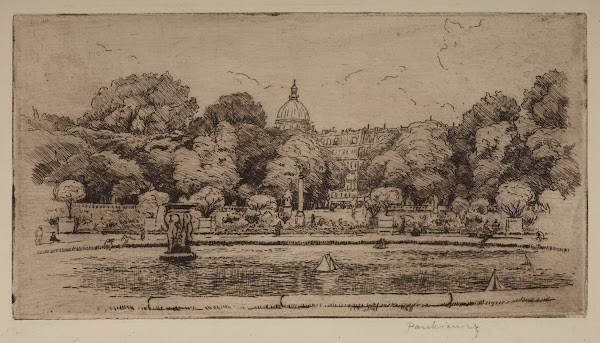 The Jardin du Luxembourg in Paris with a view of the dome of the Pantheon 1906