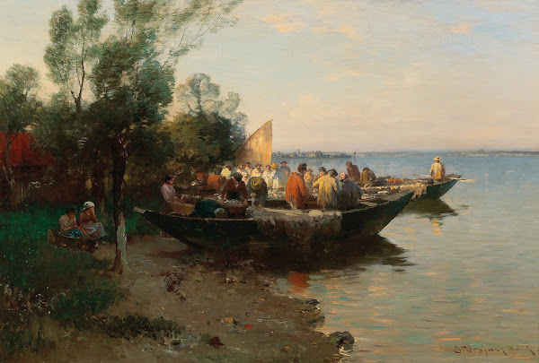 Fishing Boats On The Shore Of Lake Constance At Dusk