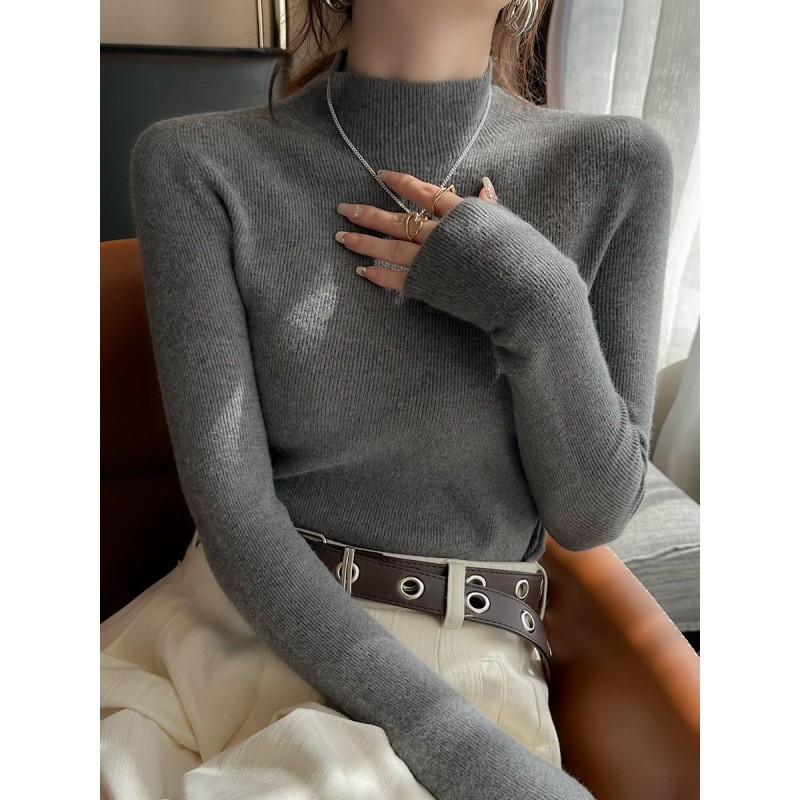 Women's Knit Sweater, Crew Neck, Long Sleeve, Fitted