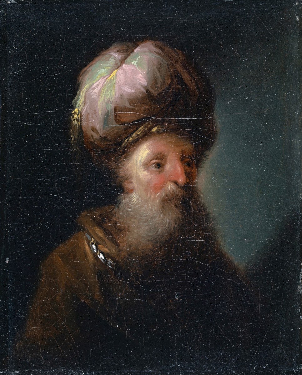 Study Head Oriental Man Half Profile Turned to the Right