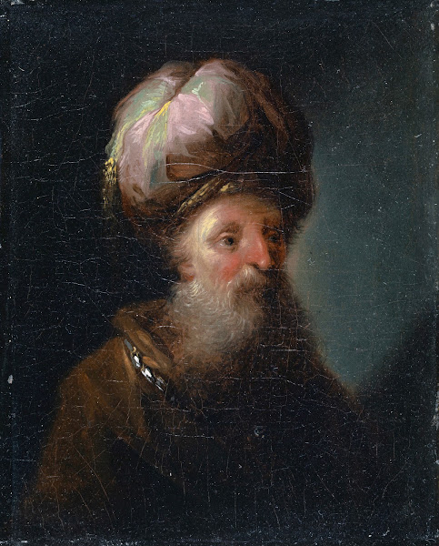 Study Head Oriental Man Half Profile Turned to the Right