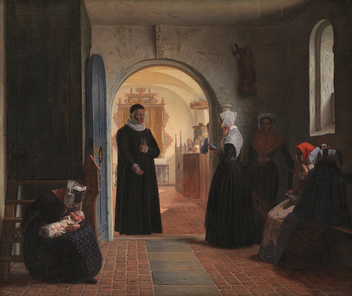 En kones højtidelige kirkegang efter barselfærd 1860