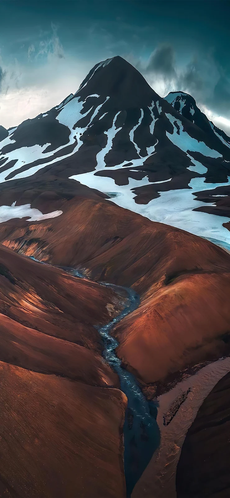 Icelandic Mountain River Valley - Landscape Photography Full HD iPhone Wallpaper (1284x2778)