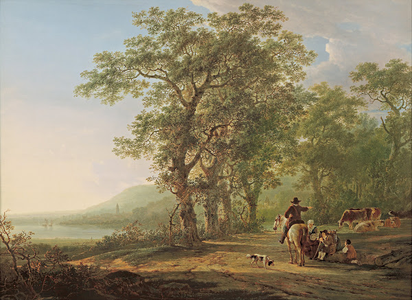 Figures in a forest landscape circa 1790