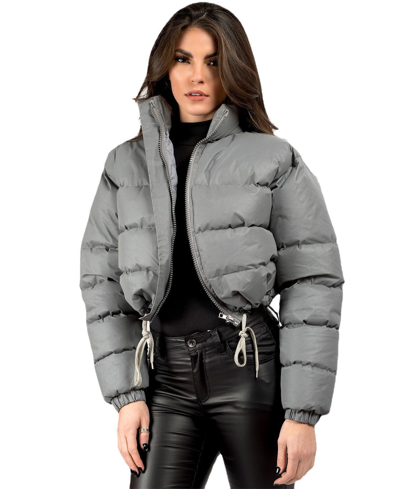 Gefütterte Damen-Steppjacke im Oversize-Look