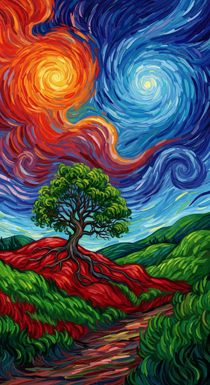 Van Gogh Style Psychedelic Landscape