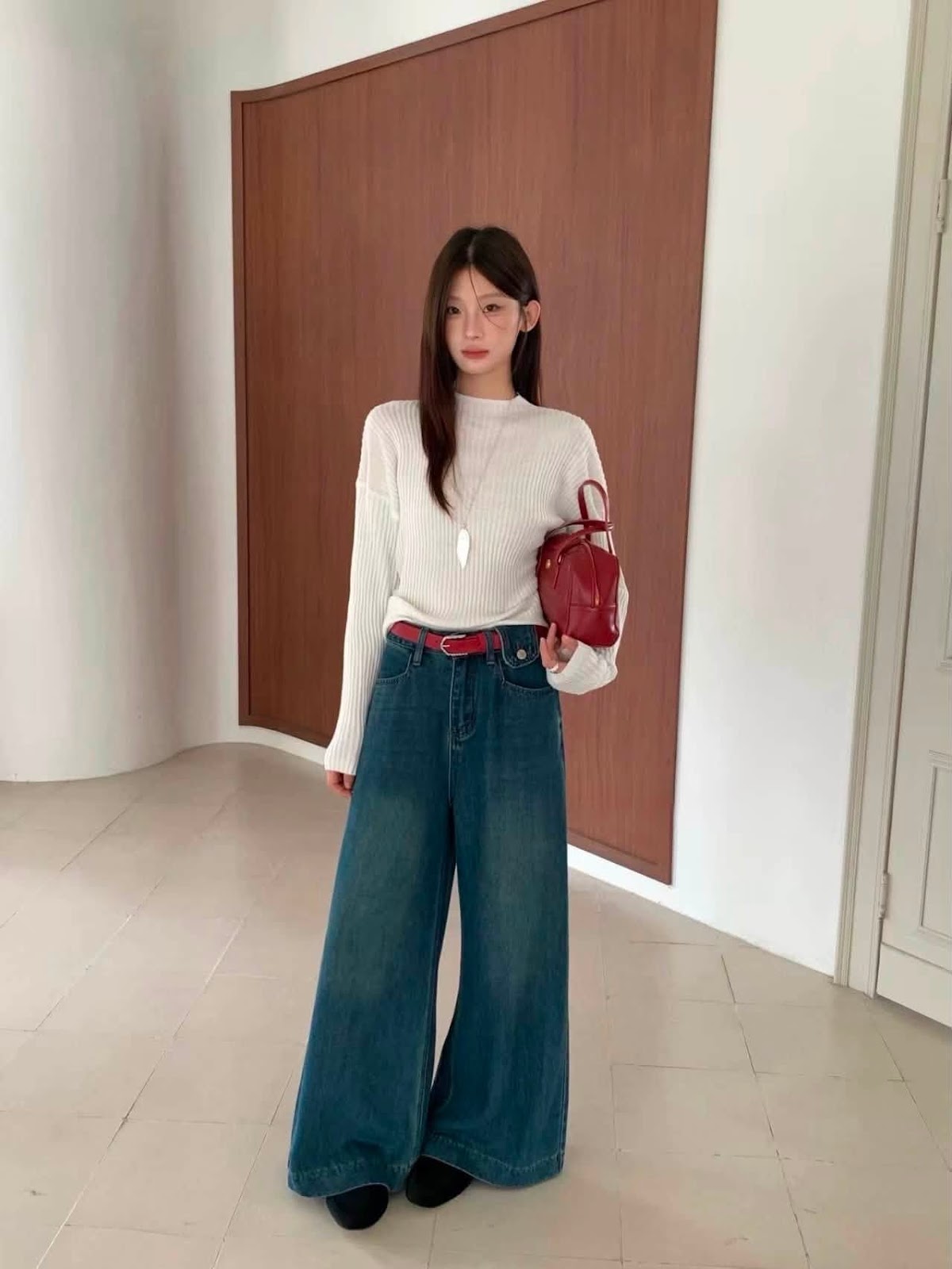 Quần jean rộng trơn 2 túi kèm nịt XONXEN SHOP 6601 – Image 2