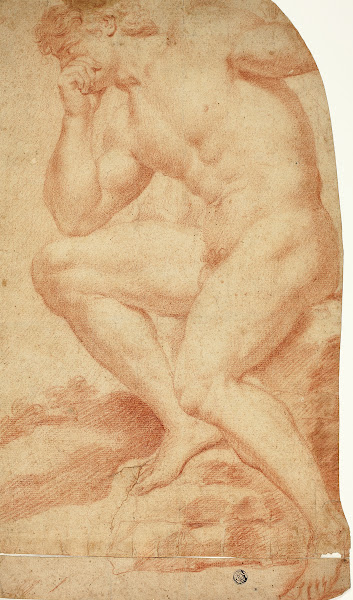 Seated Academic Male Nude in Profile to Left 17th century