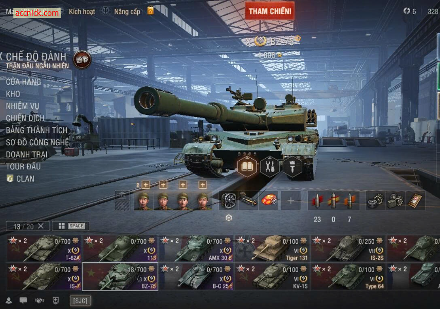 Acc World of Tanks PC với 6 tank cấp X gồm T-62A, IS-7, BZ-7...