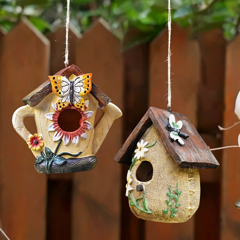 Decorative birdhouse made of resin for garden and balcony