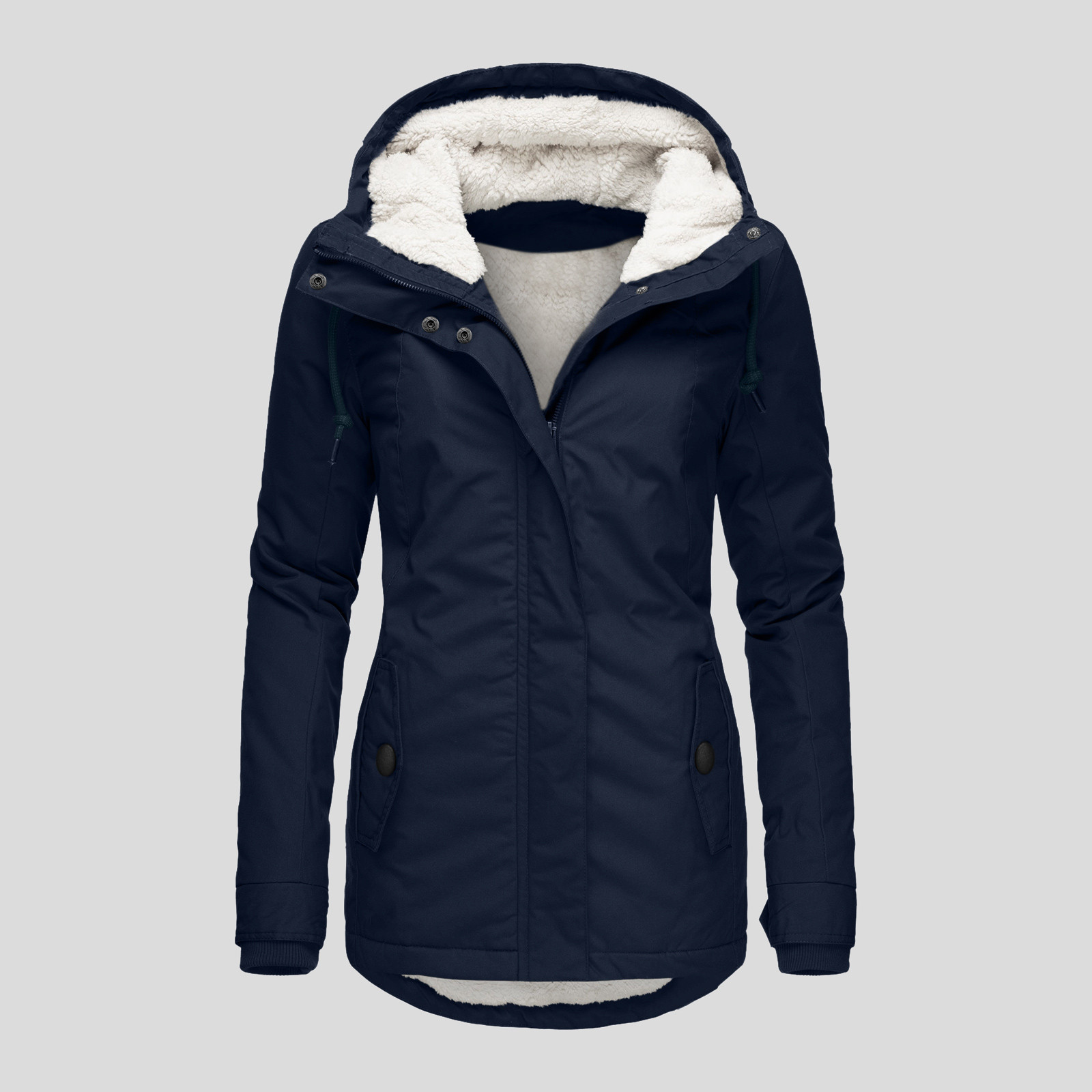 Padded parka with faux lambswool