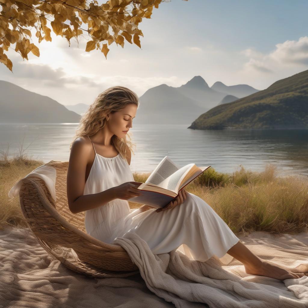 Woman enjoying reading a physical book outdoors, away from any electronic screens