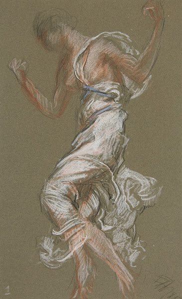 Study for figure of 1 pm in The Hours ceiling at the state capitol building in H