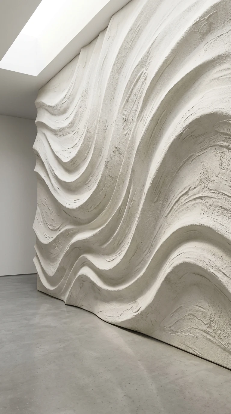 Minimalist 3D White Plaster Sculptural Wave Background - Free 4K mobile Wallpaper