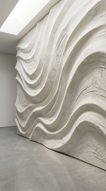Minimalist 3D White Plaster Sculptural Wave Background - Free mobile Wallpaper