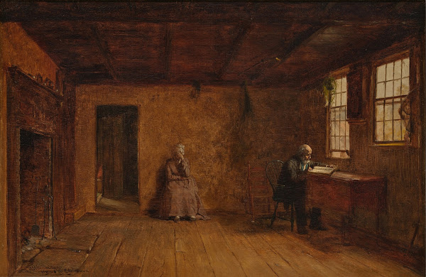 Sunday Morning New England Figures painted by Eastman Johnson circa 1860 70