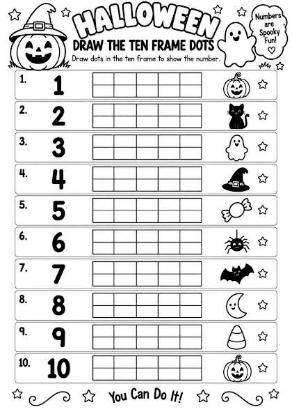 Halloween Draw the Ten Frame Dots