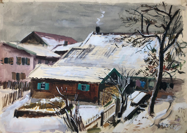 Winterlandschaft Dorf bei Wasserburg am Inn