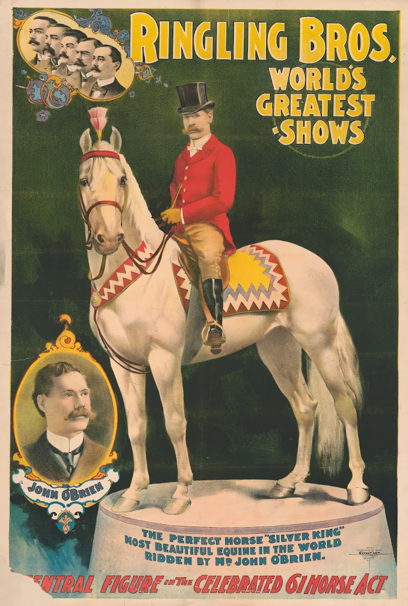 Ringling Bros worlds greatest shows The perfect horse Silver King  ridden by Mr