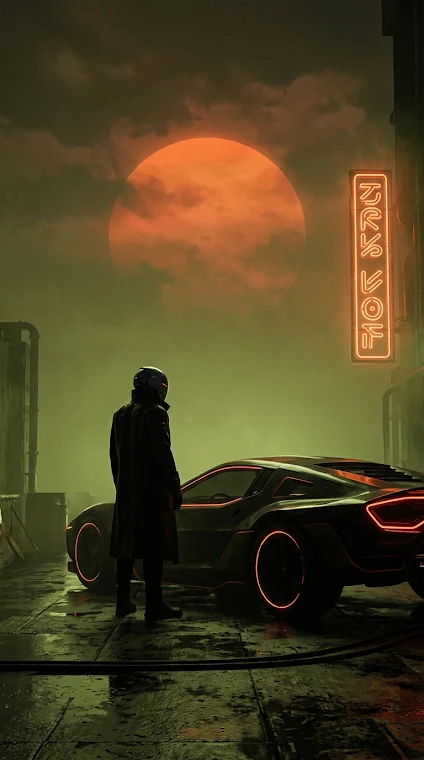 Cyberpunk Outlaw Car Sunset