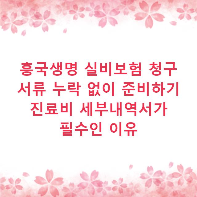 흥국생명 실비보험 청구 서류 누락 없이 준비하기 진료비 세부내역서가 필수인 이유