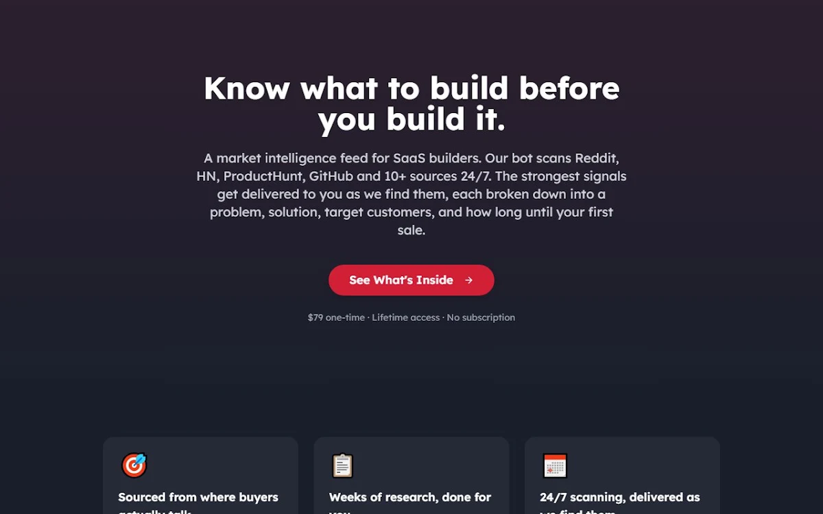 Captura de Validated SaaS Ideas