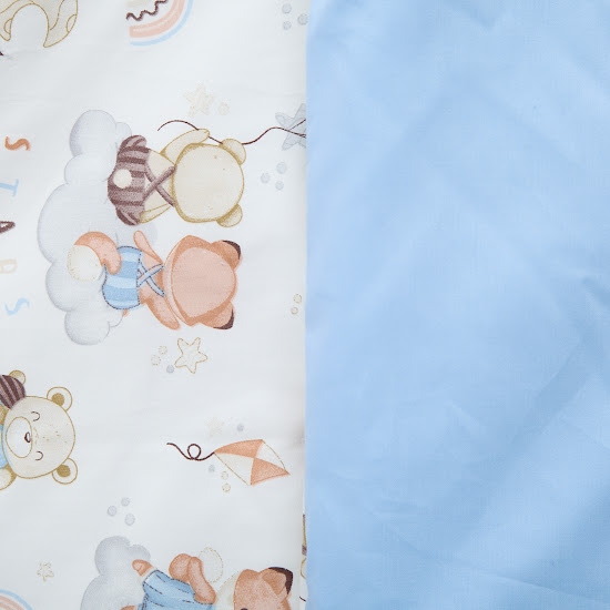 Детское сменное постельное белье 4 эл Twins Satin Limited Bear & Fox голубой