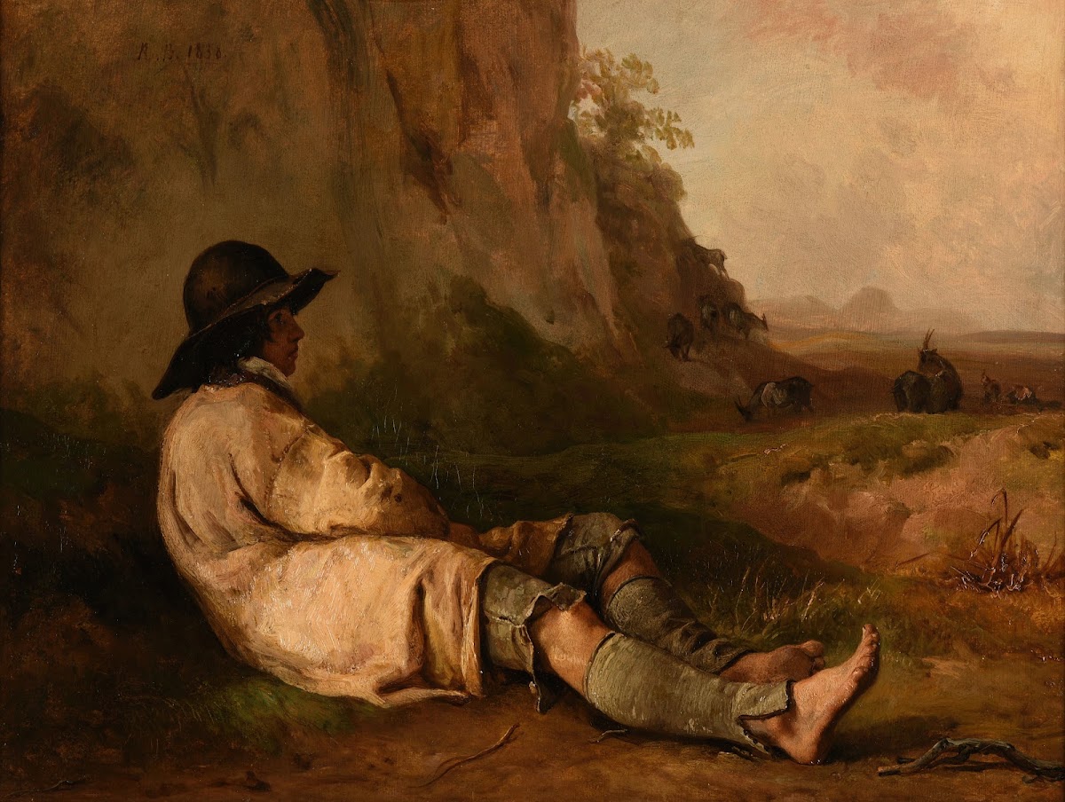 Berger se reposant près dun rocher 1838