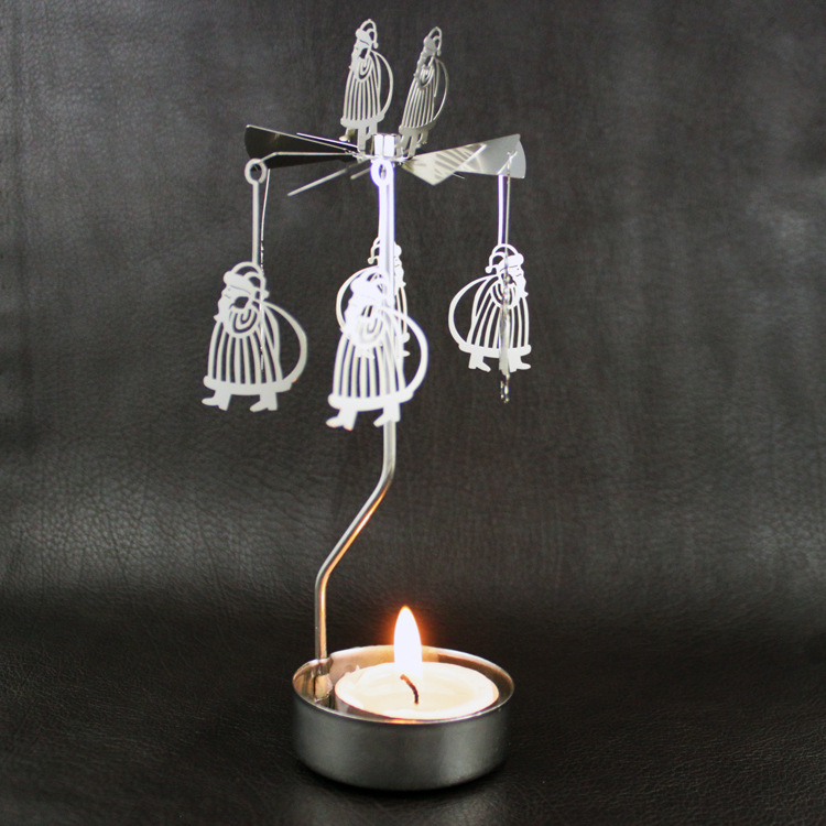 Rotating Metal Candle Holder, 6.7x6.7x17.5 cm