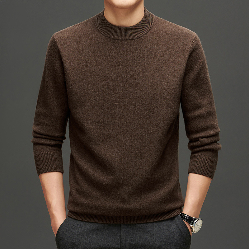 Men's Cashmere Sweater with Stand-Up Collar, 400g