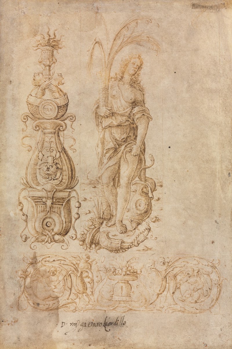 Design for a Candelabrum Allegorical Figure of Abundance Ornamental Relief Desig