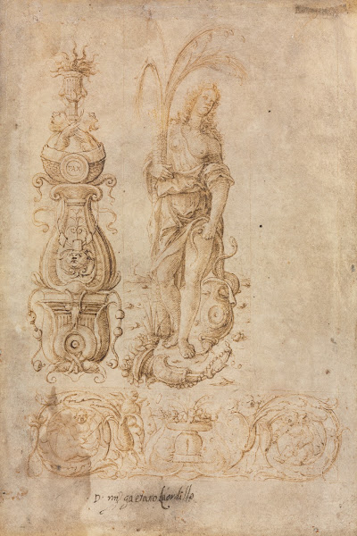 Design for a Candelabrum Allegorical Figure of Abundance Ornamental Relief Desig