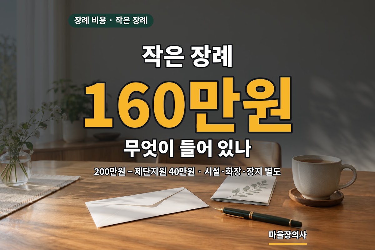 작은 장례 160만원, 무엇이 들어 있나 — 200만원에서 제단지원 40만원을 뺀 가족 실질 부담