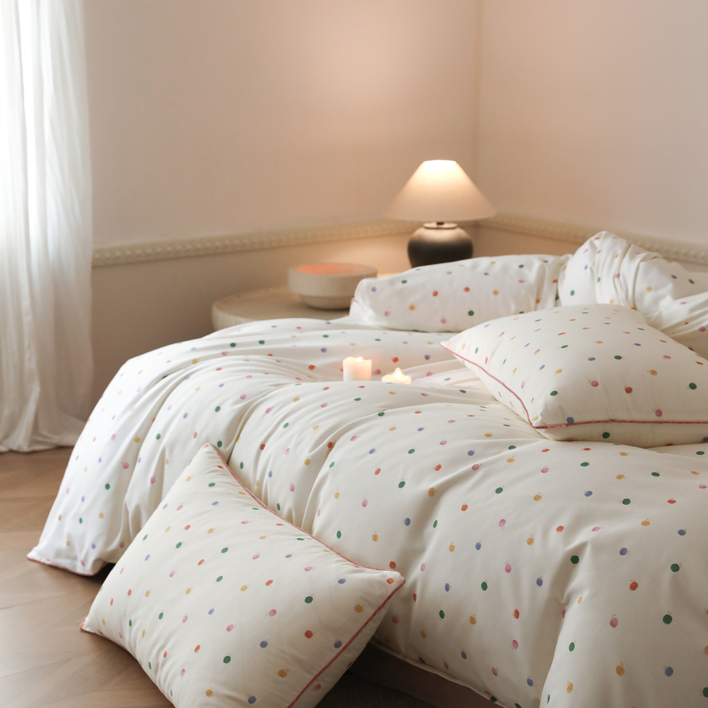 Baumwoll-Bettwäsche-Set, angeraut, geometrisches Muster