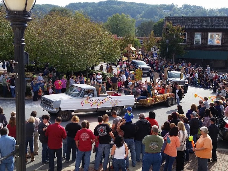 Georgia Apple Festival parade float rolling through downtown Ellijay, Georgia